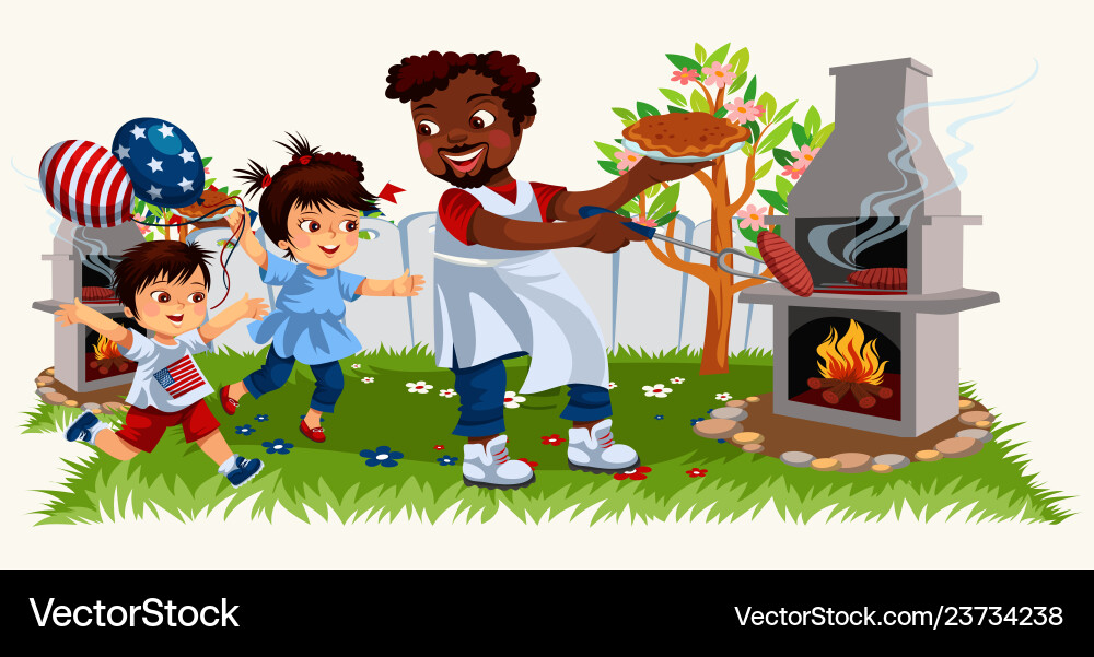 Bild der fröhlichen Familie Kochen bbq Bild der fröhlichen Familie Kochen bbq vektorbild
