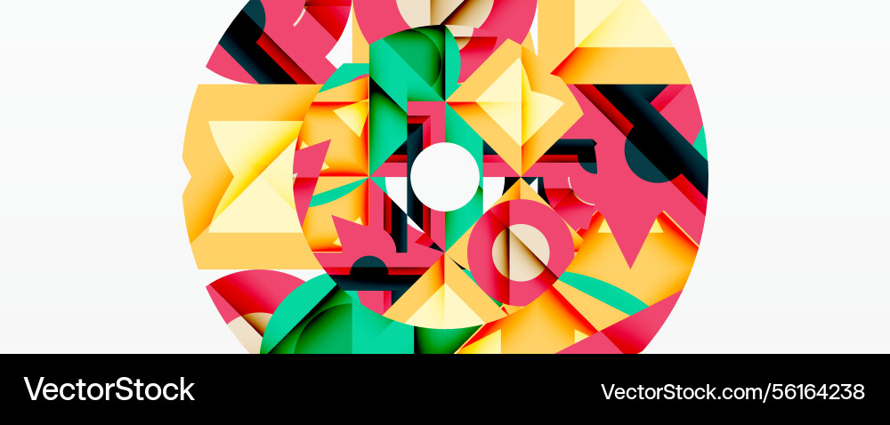 Bright geometric shapes create circular pattern vector image