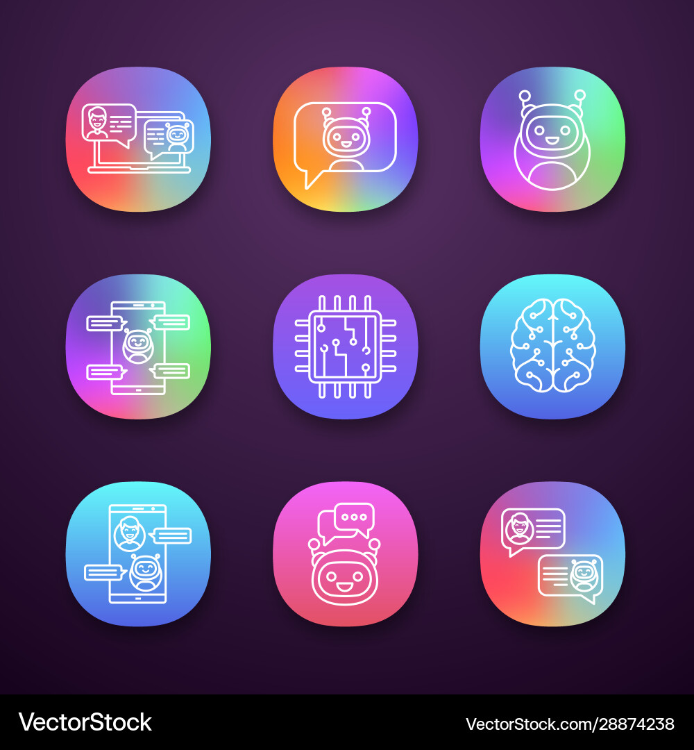 Chatbots app icons set Chatbots app icons set vector image