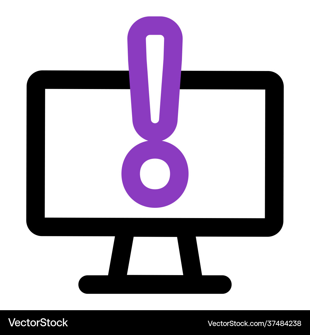 Computer icon with warning outline Computer icon with warning outline vector image