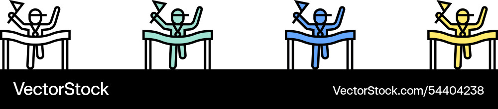Finish-Symbol Umriss grün blau und gelb Stil Finish-Symbol Umriss grün blau und gelb Stil vektorbild
