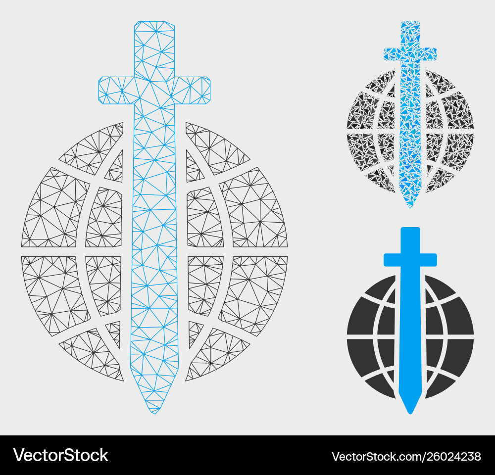 Global guard mesh 2d model and triangle Vector Image