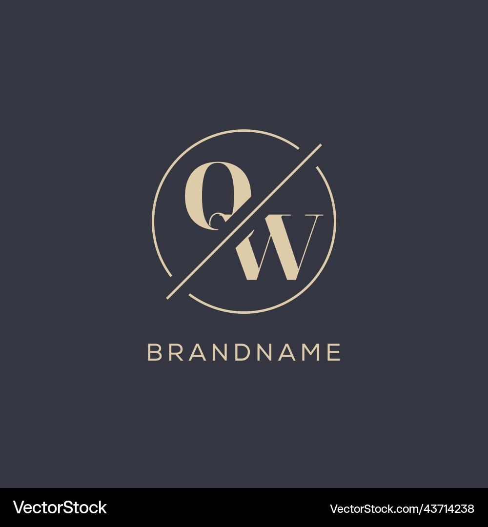 Initial letter qw logo with simple circle line Vector Image