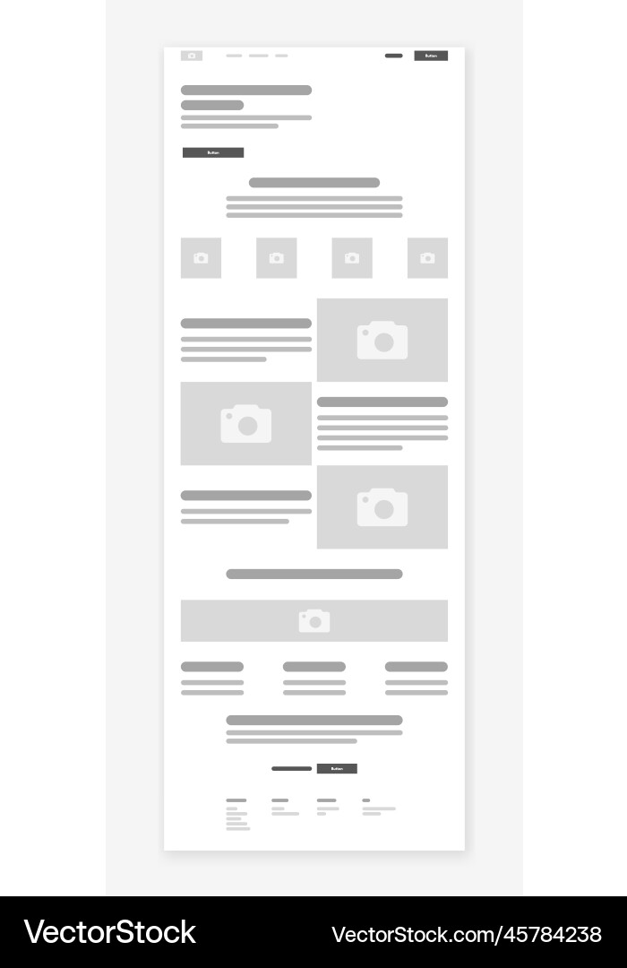Landing page wireframe webpage prototype Landing page wireframe webpage prototype vector image