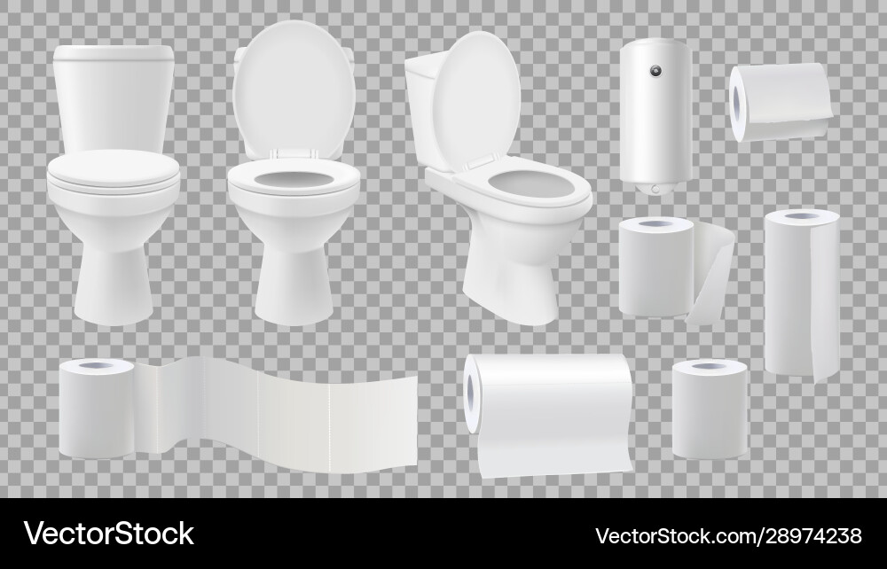Realistische Toilettenschüssel Restroom Zubehör Realistische Toilettenschüssel Restroom Zubehör vektorbild