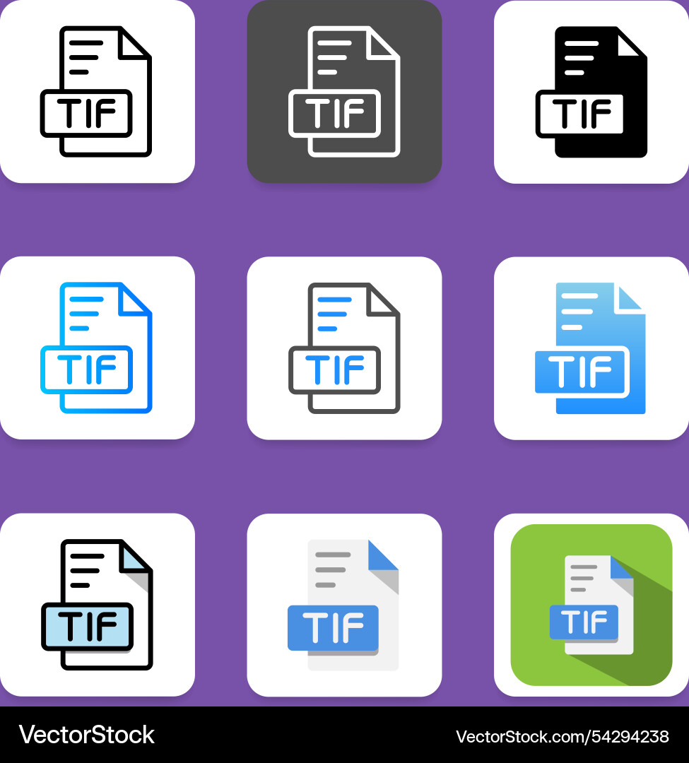 Set tif document format icon extension file type Set tif document format icon extension file type vector image