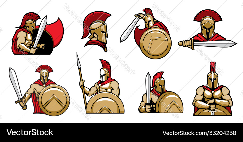 Spartan Knights with Shields Vector Image