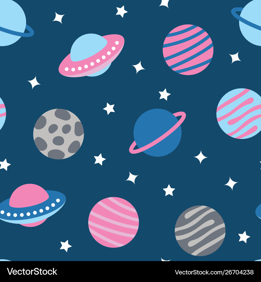 Universe with planets seamless pattern Vector Image