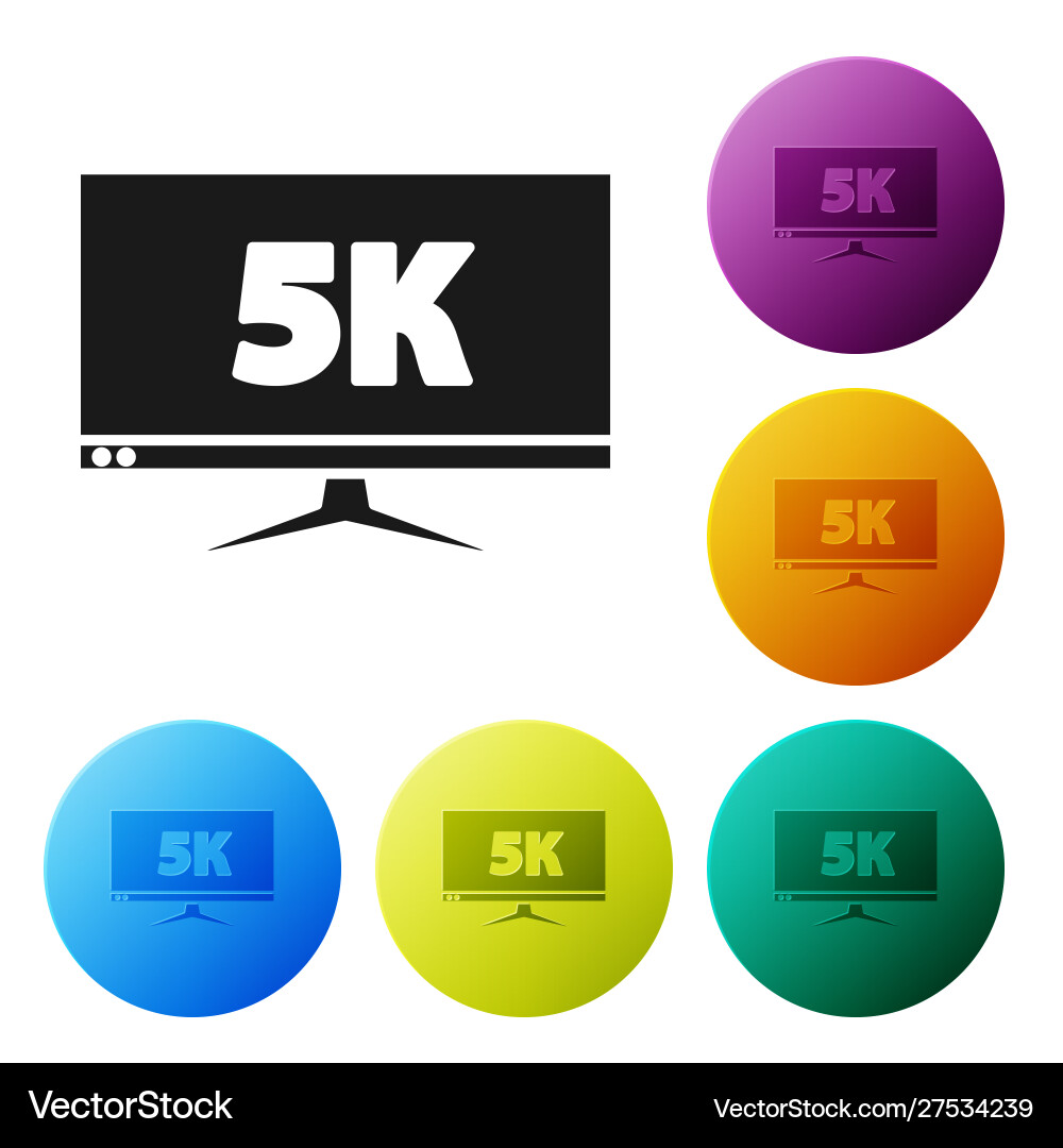 Black computer pc monitor display with 5k video vector image