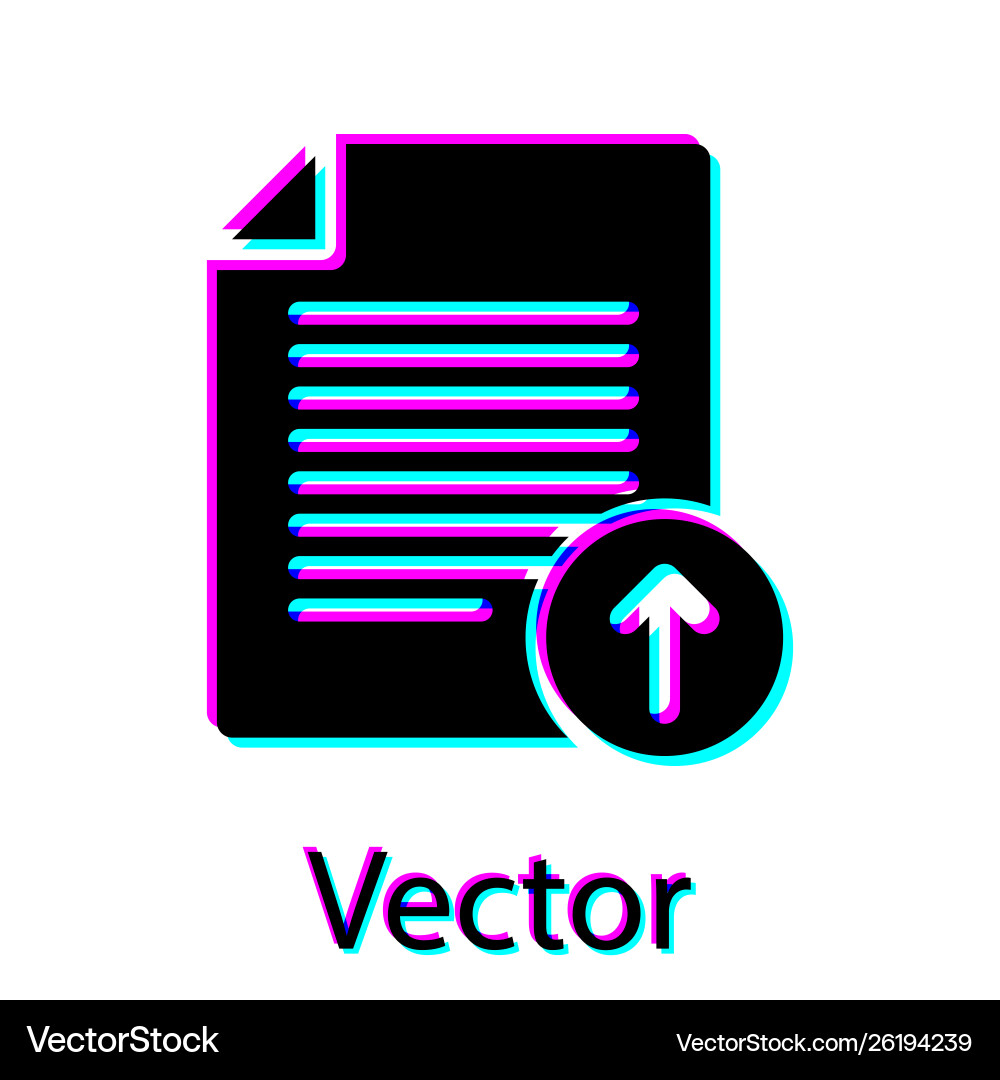 Black upload file icon isolated on white Black upload file icon isolated on white vector image