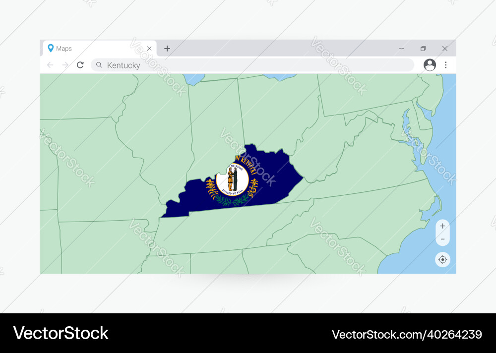 Browser window with map of kentucky searching Vector Image