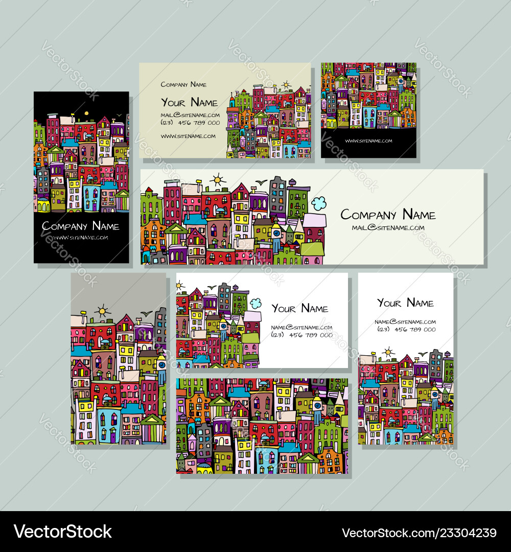 Business cards design european city street Business cards design european city street vector image