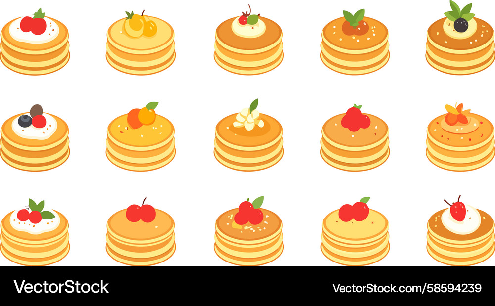Colorful Pancake Stack with Fruit Vector Image