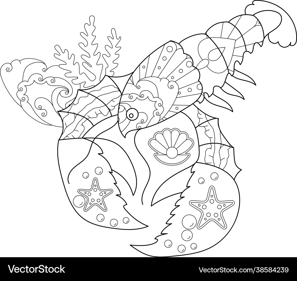 Contour linear with marine animal for coloring Contour linear with marine animal for coloring vector image