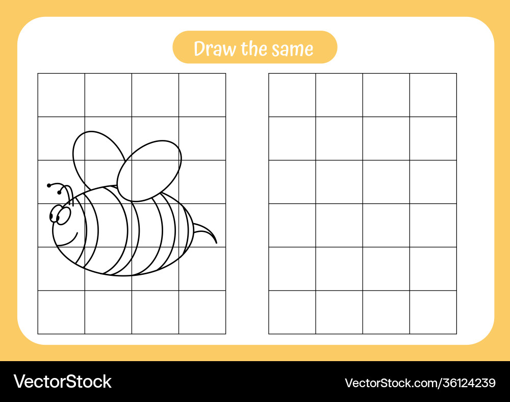 Copy picture bee - use grid and example Copy picture bee - use grid and example Vector Image
