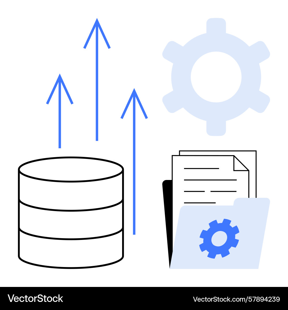 Data growth with storage solutions and automation Data growth with storage solutions and automation vector image