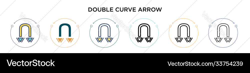 Double curve arrow icon in filled thin line Double curve arrow icon in filled thin line Vector Image