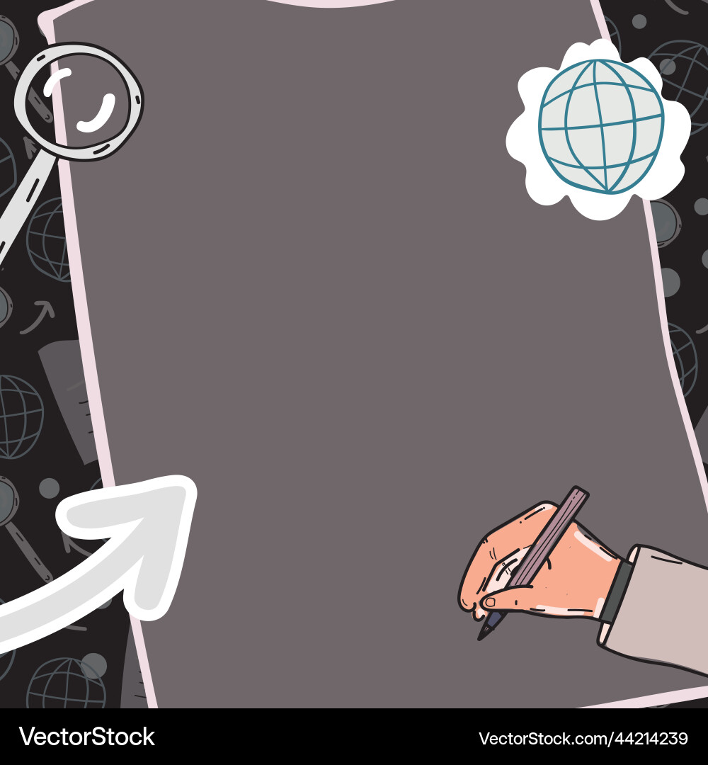 Handwriting on a blank sheet with magnifying lens Vector Image