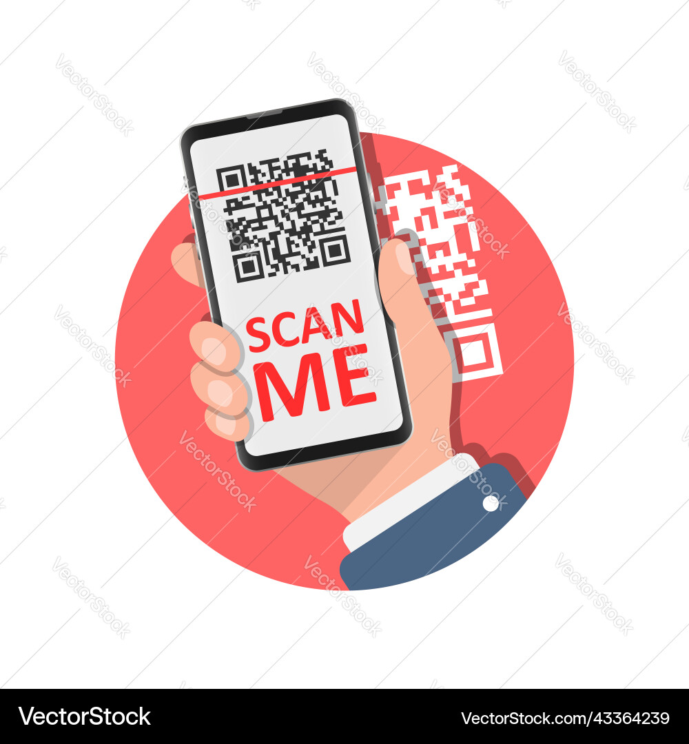 Qr code scan in flat style mobile phone scanning Vector Image