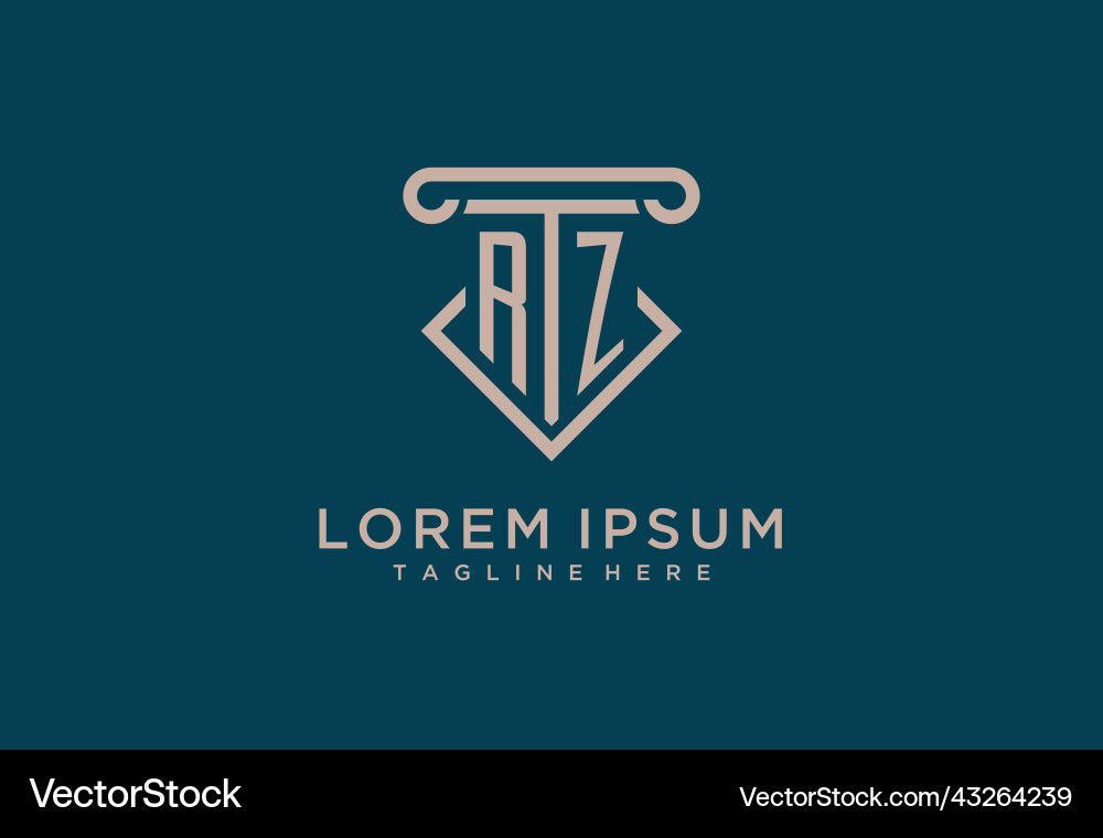 Rz initial with pillar icon design clean Vector Image