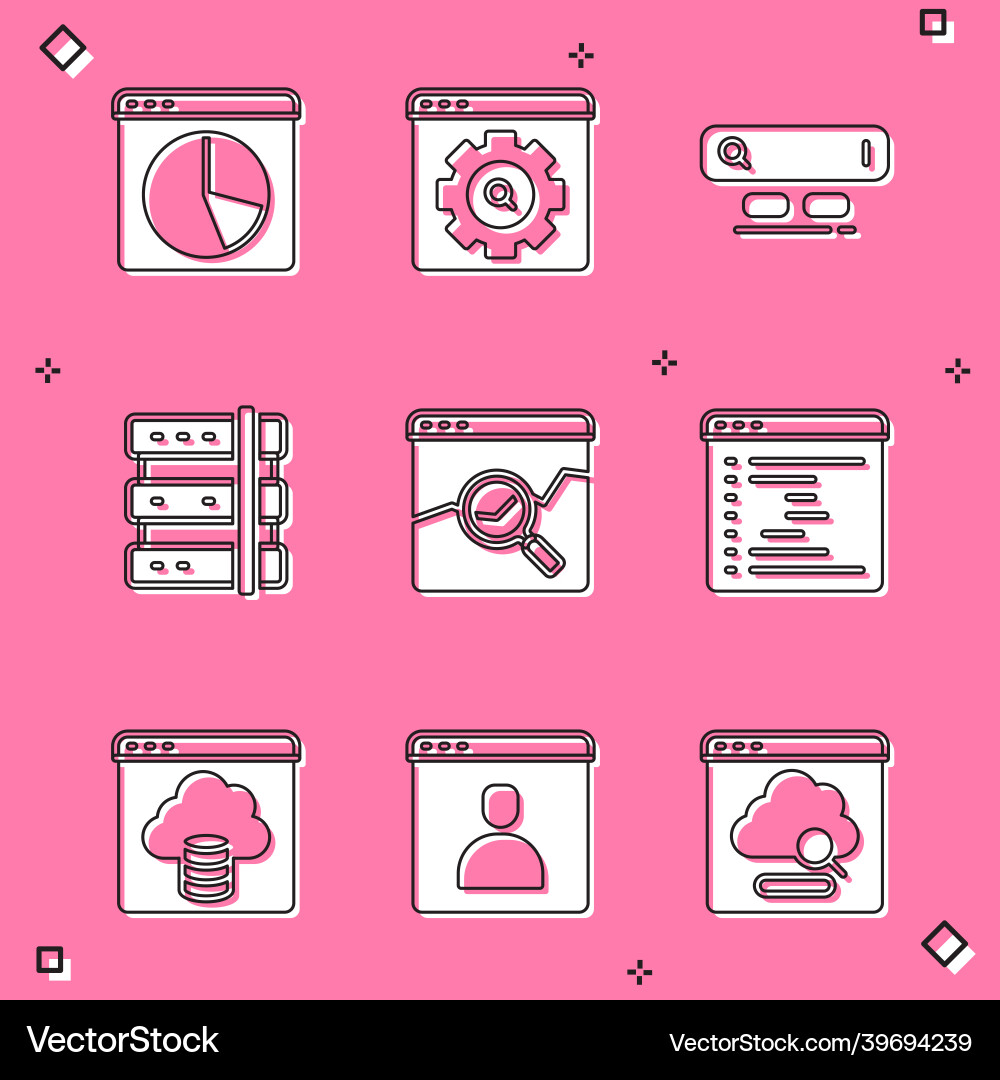Set graph chart infographic browser setting Vector Image