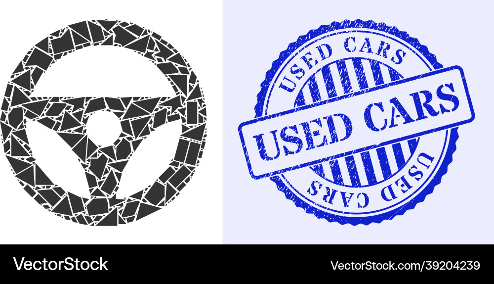 Shatter mosaic car steering wheel icon with used Vector Image