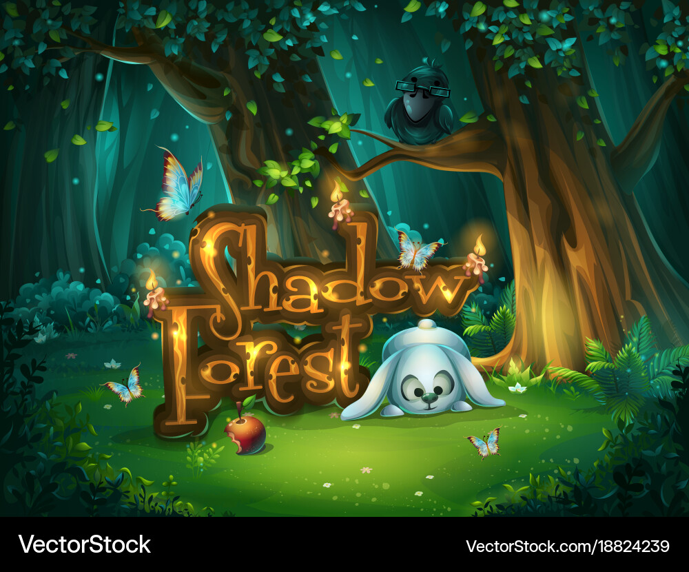 Start window shadowy forest gui Vector Image