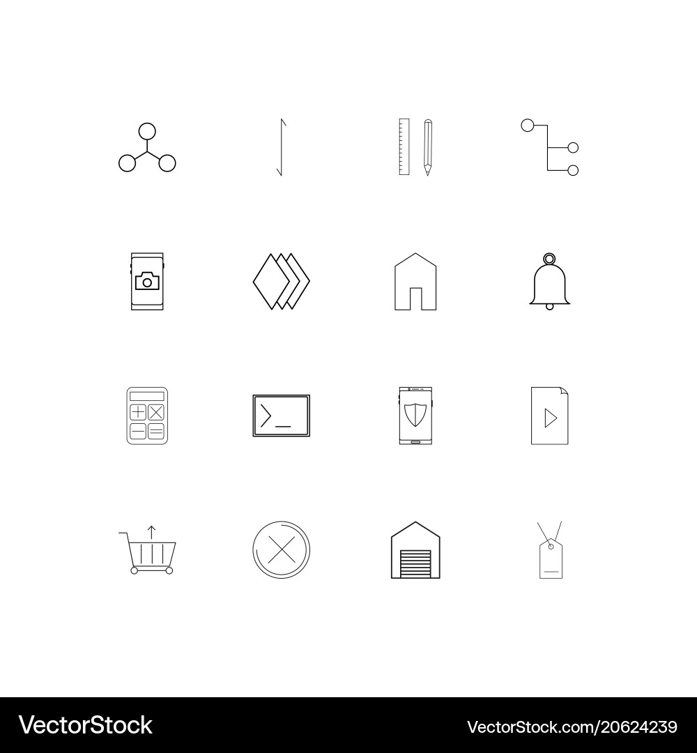 Web and text simple linear icons set outlined vector image