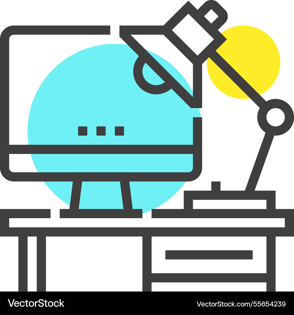 Workplace Flat Line Web Icon Concept Royalty Free Vector
