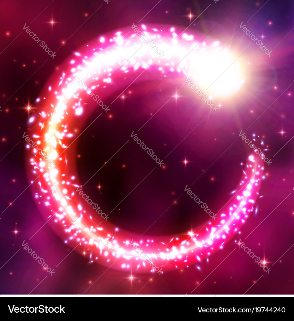 Abstract astral background with neon comet frame vector image
