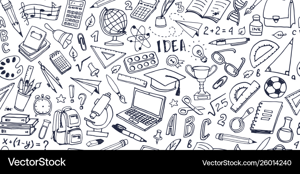 Back to school doodle seamless pattern Royalty Free Vector