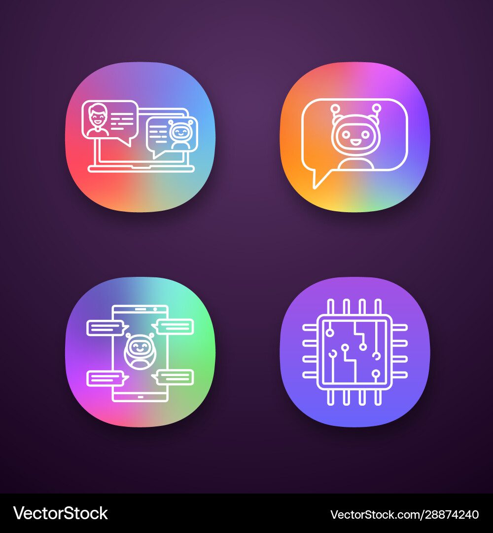 Chatbots app icons set Chatbots app icons set vector image