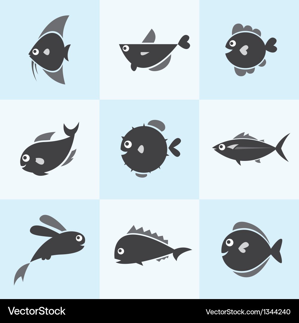 Colorful Fish Icon Set Vector Image