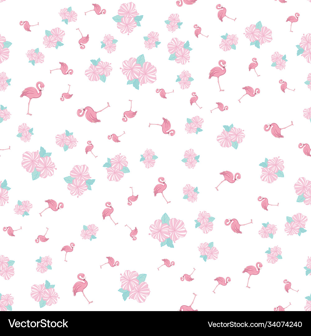 Flamingo seamless pattern on polka dots Flamingo seamless pattern on polka dots Vector Image