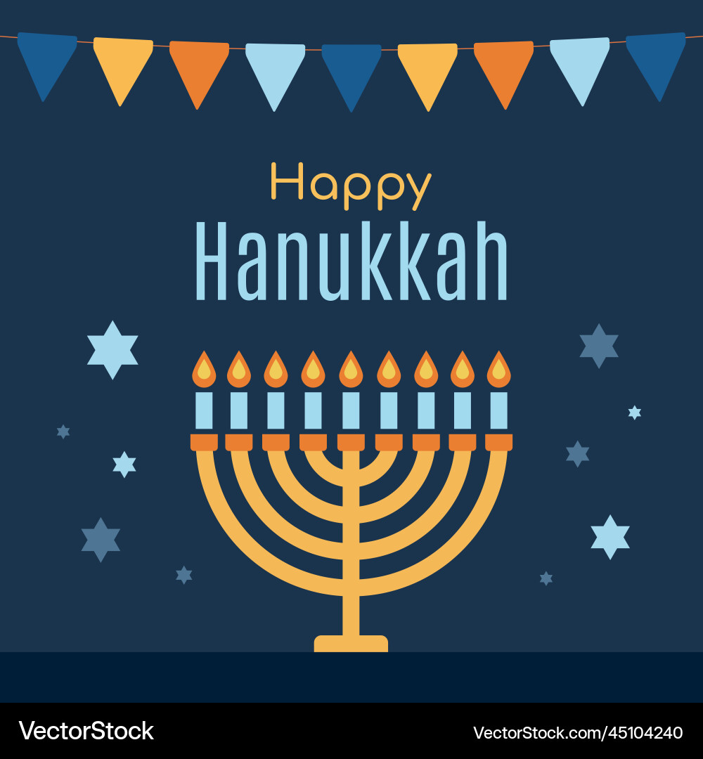 Happy hanukkah lettering greeting card vector image