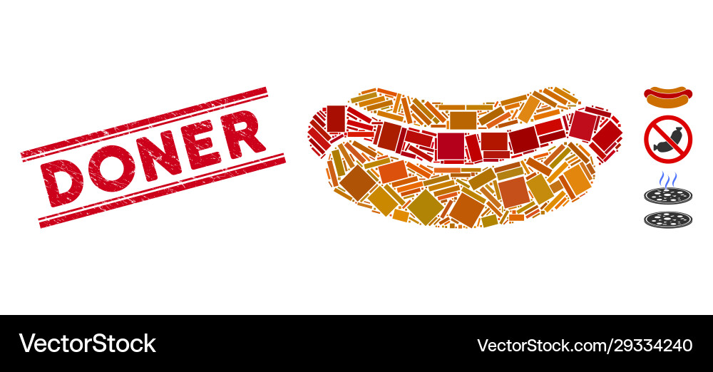Hotdog mosaic and distress doner stamp seal Hotdog mosaic and distress doner stamp seal vector image