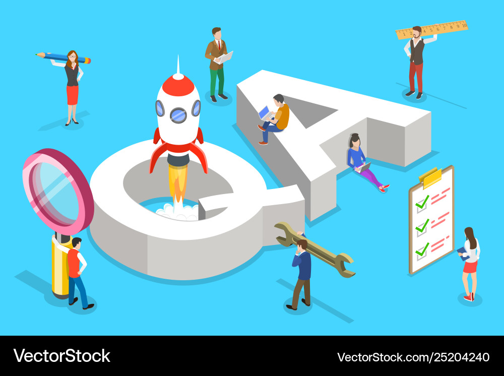 Isometric flat concept qa quality vector image