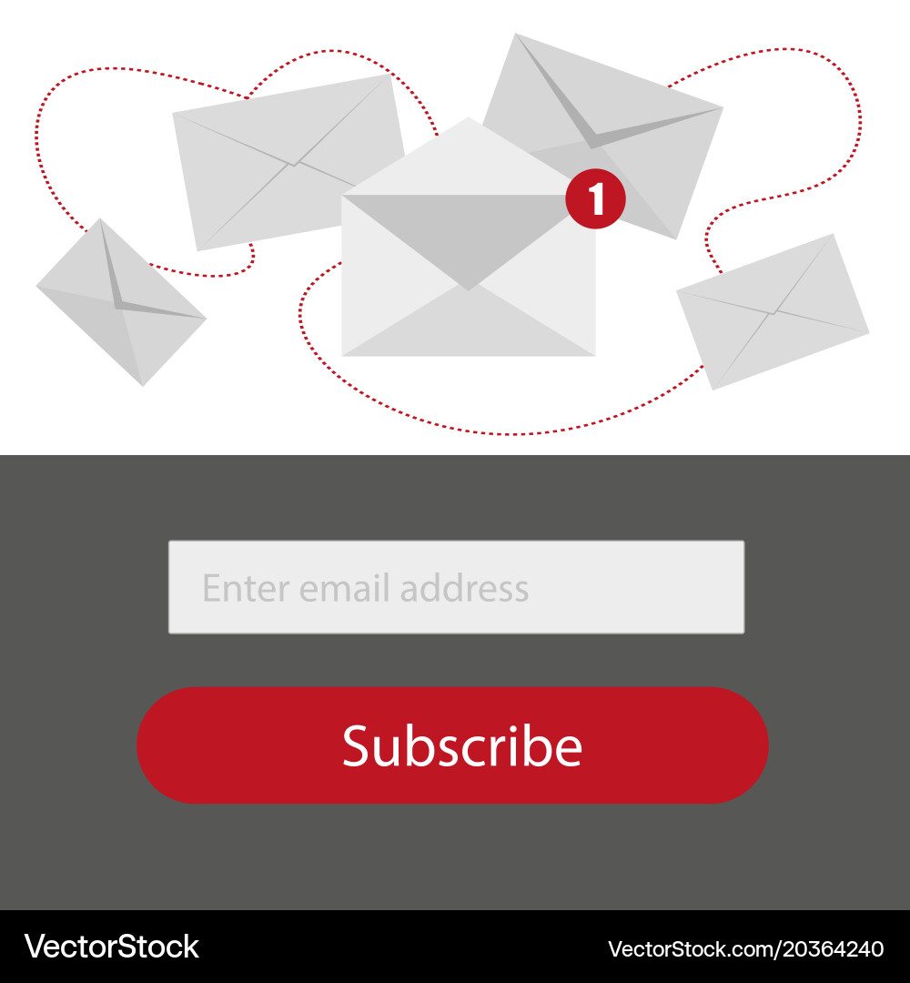 Light subscribe to newsletter form in redgrey vector image