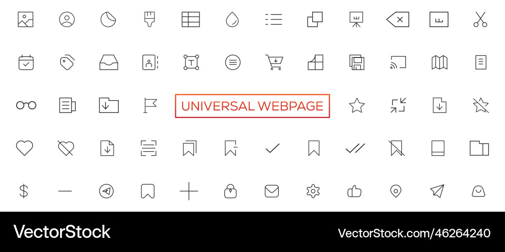 Line universal webpage tiny icon set Line universal webpage tiny icon set vector image
