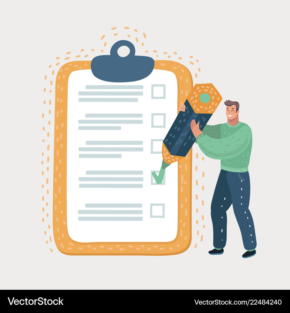 Man Marking To-Do List vector image