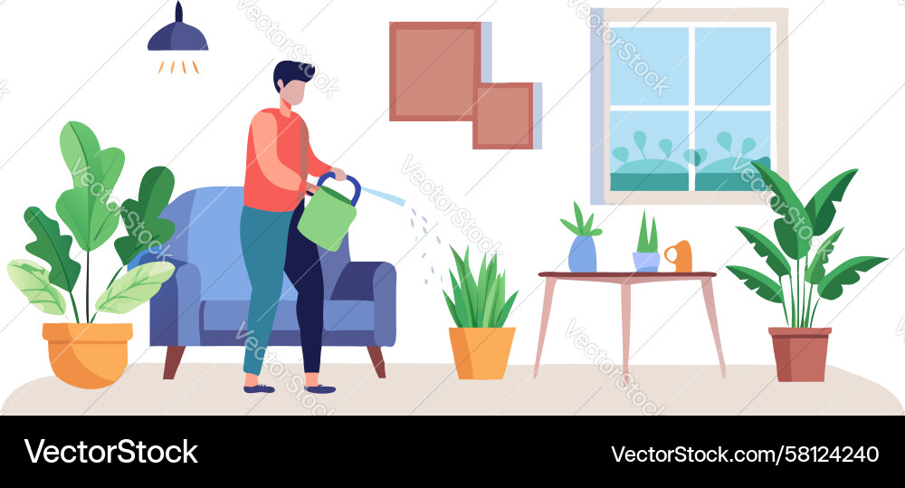 Man Working on Computer at Desk Vector Image