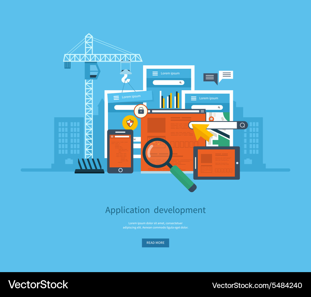 Modern flat design application development concept vector image