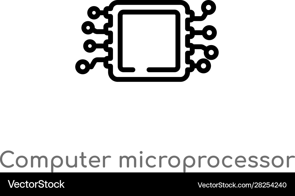 Outline computer microprocessor icon isolated Vector Image