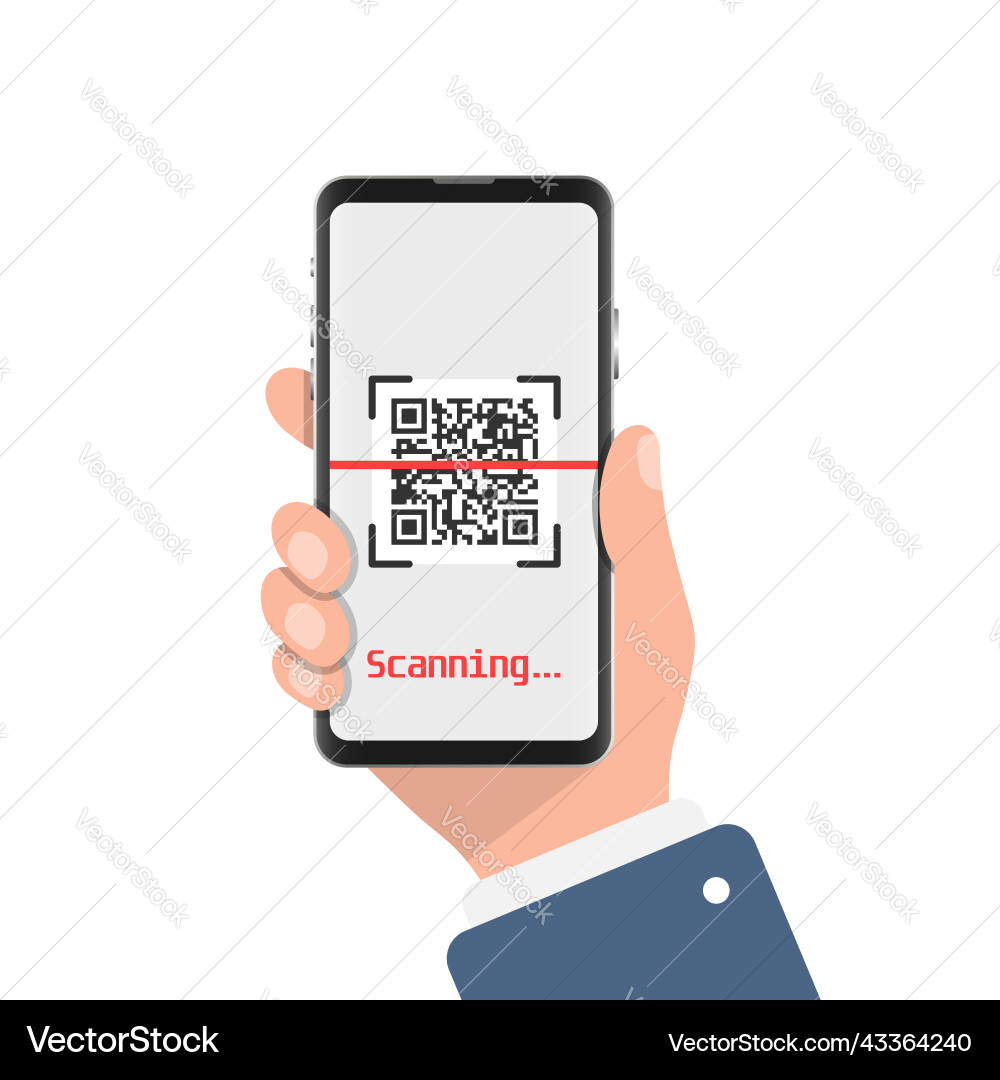Qr code scan in flat style mobile phone scanning Qr code scan in flat style mobile phone scanning vector image