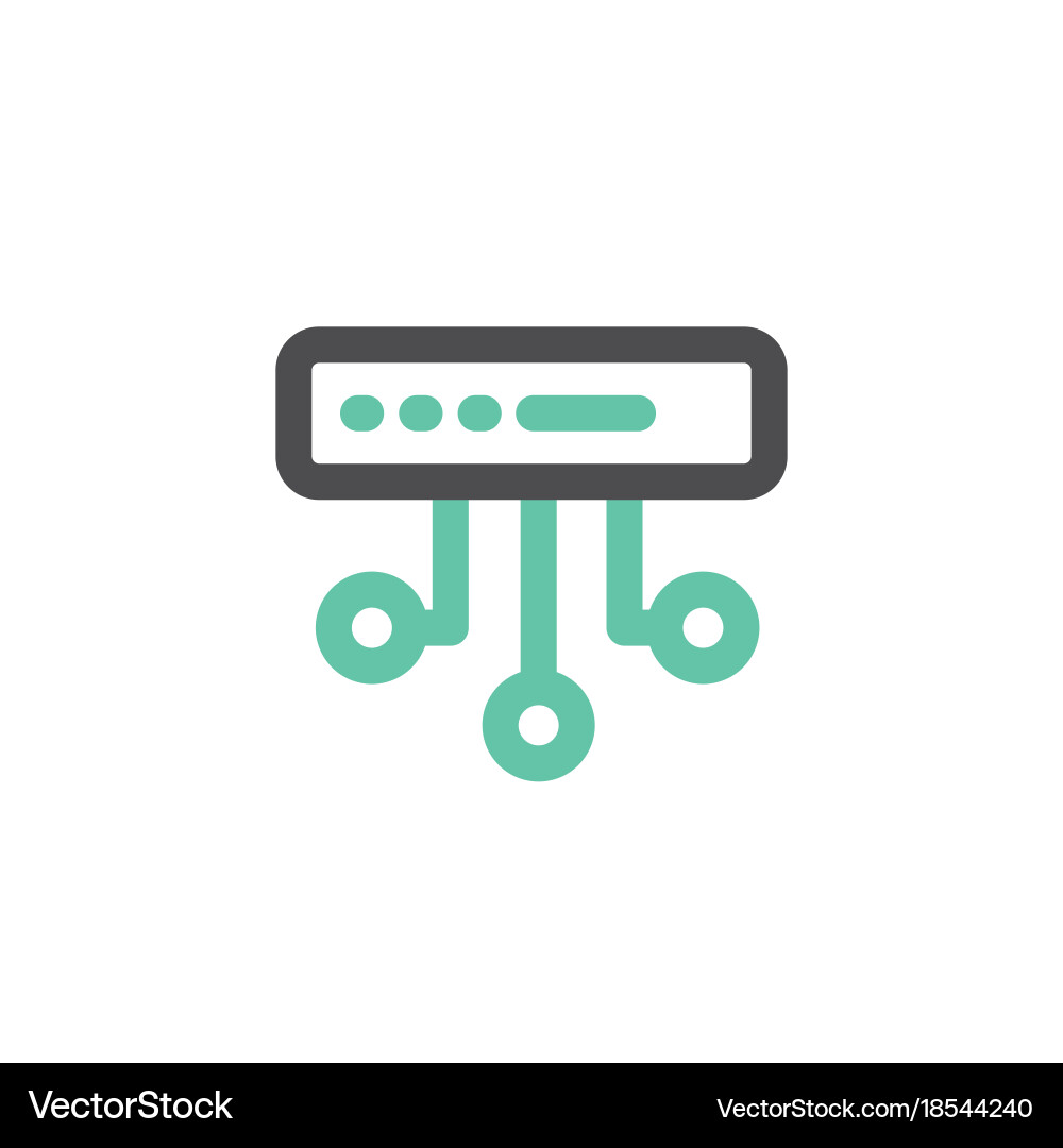 Server Icon - Flat Line Style Vector Image