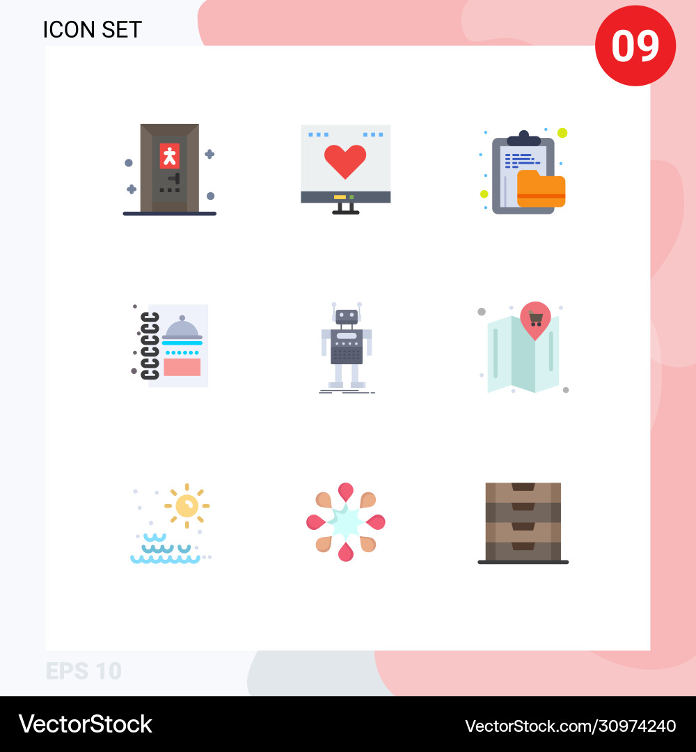 Set 9 flat colors on grid for robot menu book Vector Image