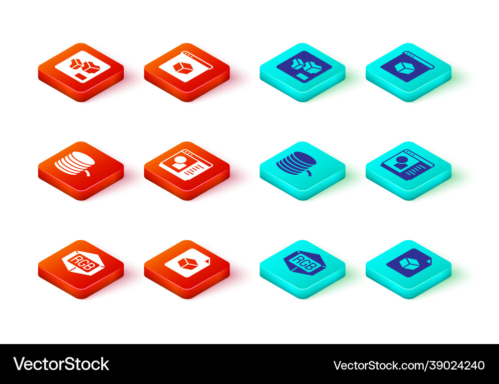 Set rgb and cmyk color mixing isometric cube file Set rgb and cmyk color mixing isometric cube file vector image