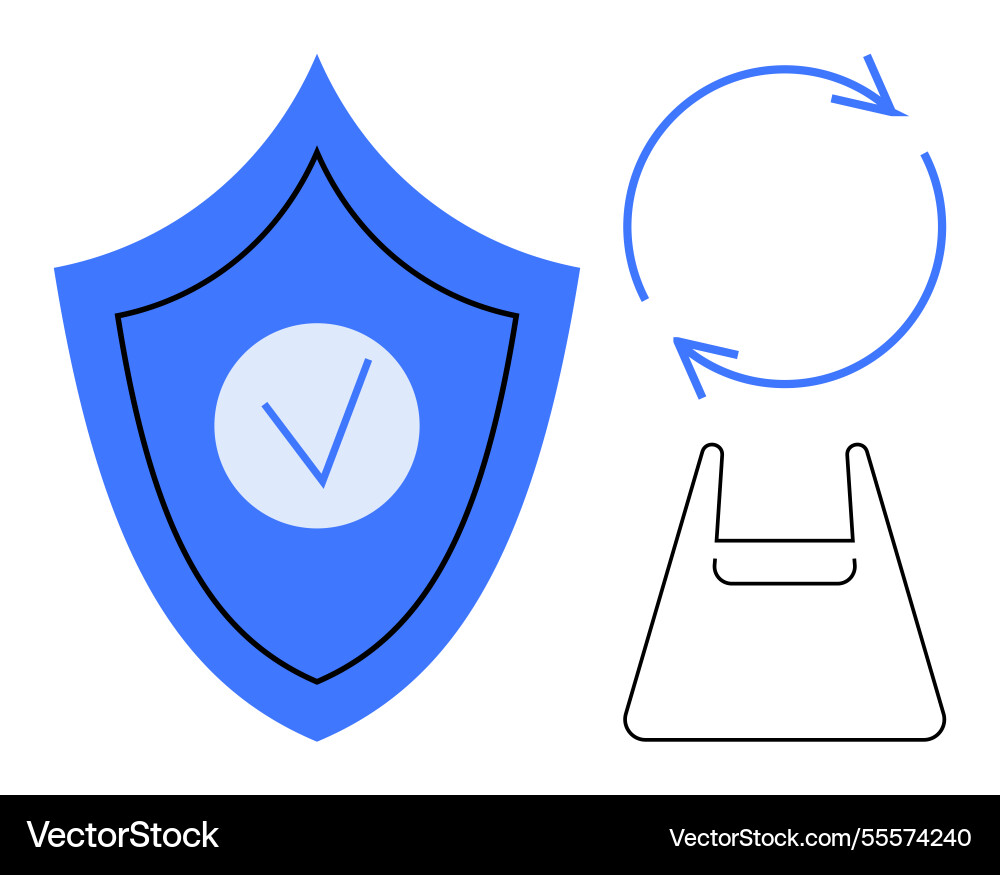 Shield with checkmark circular arrows Shield with checkmark circular arrows vector image