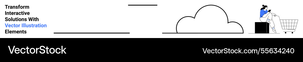 Shopping cart with person loading items next Vector Image