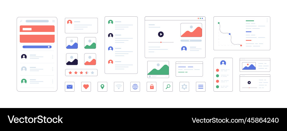 Ux and ui design set Ux and ui design set vector image